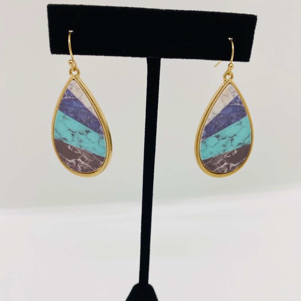 Turquoise Marbled  Earrings